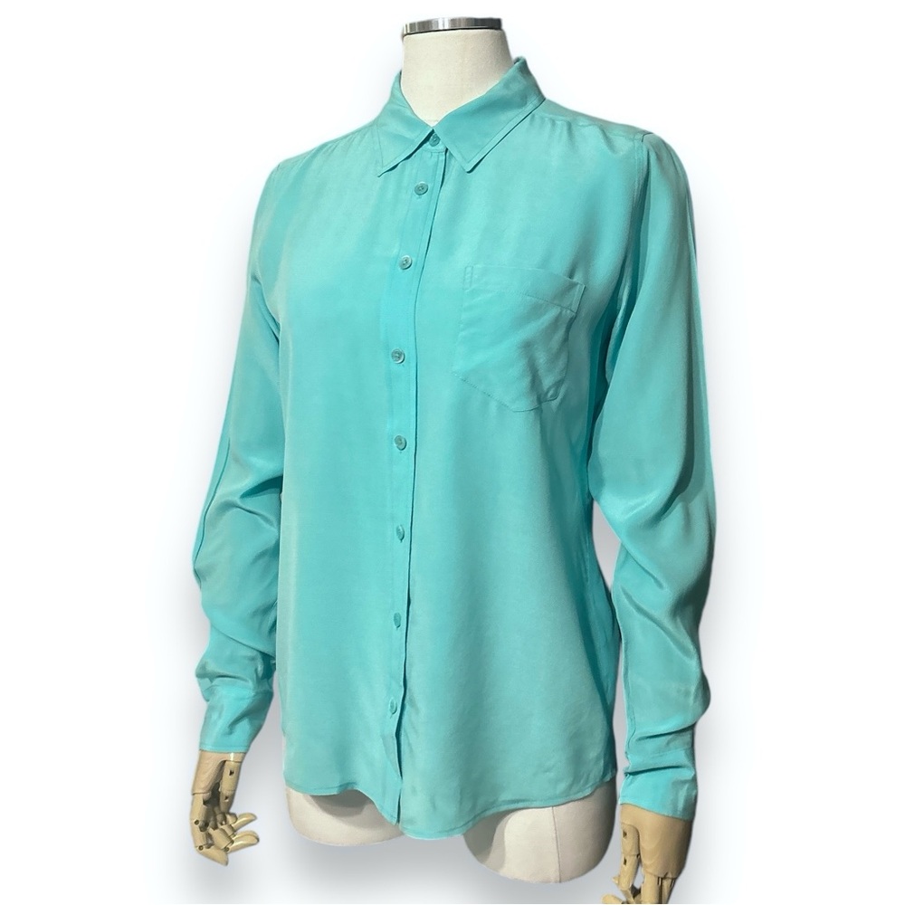 EQUIPMENT Aqua Silk Long Sleeve Button Down Shirt